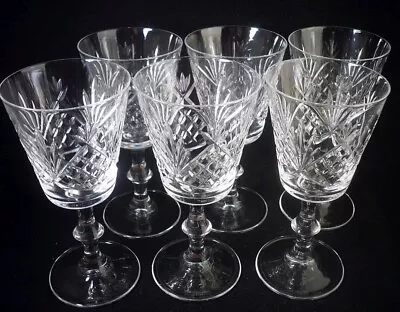 Buy Set Of 6 Edinburgh Glass Crystal SUTHERLAND Pattern Wine Glasses 6 H (signed) • 29.99£
