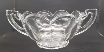 Buy Vintage Chippendale Davidson Style Large Pressed GLASS Twin Handled Bowl. • 11.50£