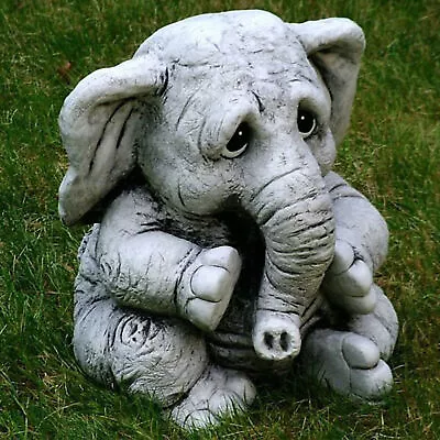 Buy Cute Elephant Garden Ornament Yard Lifelike Figurine Animal Statue Decor • 15.20£