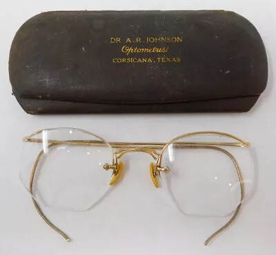 Buy 1930s AO Hexagon Vintage Eyewear Glasses 1/10 12K Yellow Gold Fill Frames + Case • 45.43£