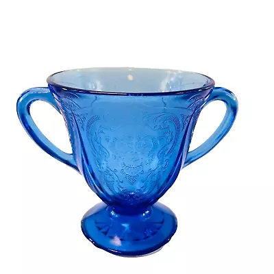Buy Hazel Atlas Depression Glass Cobalt Blue Royal Lace Sugar Bowl • 27.95£