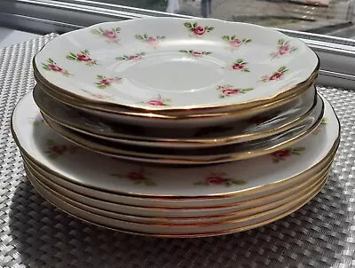 Buy Vintage Duchess Ditsy  Pink Rose Buds 9 Piece Bundle 5 Side Plates & 4 Saucers • 19.99£