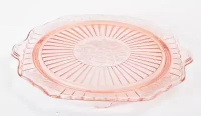 Buy ​Pink Depression Ware Glass Mayfair Open Rose 10  Footed Cake Plate • 37.28£