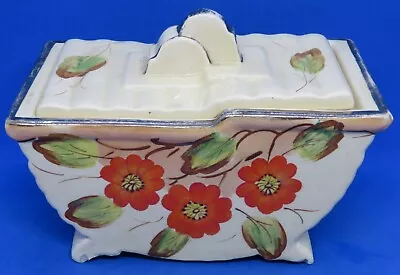 Buy Arthur Wood Orange Flower Vintage Art Deco Antique Large Ceramic Box • 65£