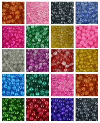 Buy Large Bulk Value Deal On Approx 2800 6mm Mixed Colour Crackle Glass Beads • 13.99£