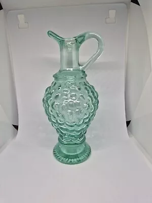 Buy Italian 7  Aqua Blue Glass Jug Bottle Grape Cluster Vintage - Great Condition! • 17.48£