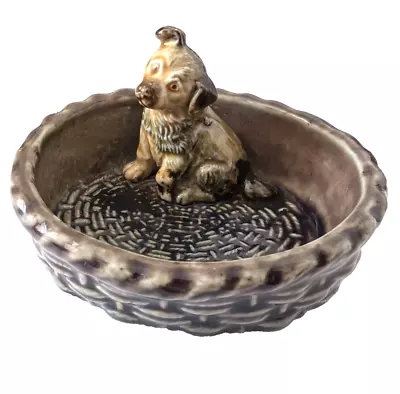 Buy WADE POTTERY ENGLAND DOG IN A BASKET Vintage Ceramic Whimsies - Trinket Pin Dish • 2.99£