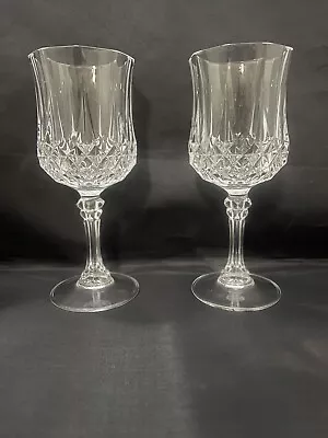 Buy Vintage Cristal D'Arques-Durand Longchamp Crystal Wine Glasses 7.25”H Set Of 2 • 11.18£