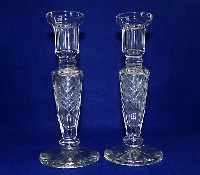 Buy Lot Of 2 Beautiful Vintage Hollow Stem Cut & Faceted Glass Candlesticks • 19£