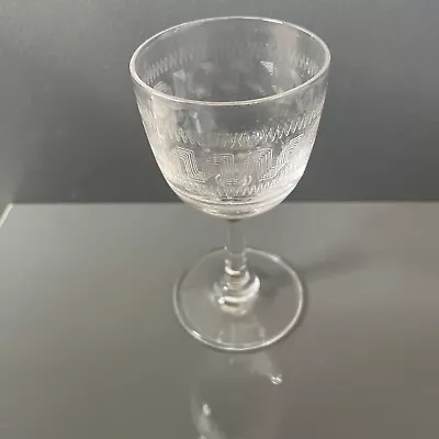 Buy 1 X Vintage Retro Sherry Liquor Stemmed Glass With Greek Key Pin Etched Design • 4.50£