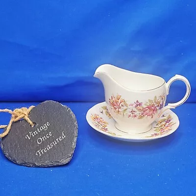 Buy Colclough Royal Albert WAYSIDE * MILK JUG With SAUCER * Honeysuckle Flowers GC • 9£