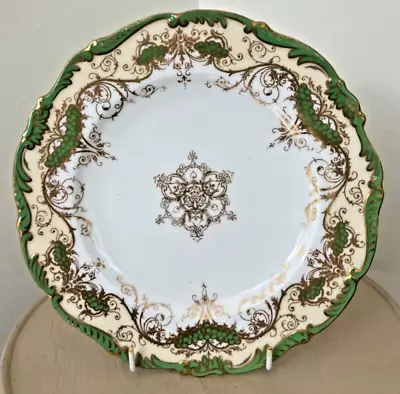 Buy Antique Coalport Green, White & Gilt 6808 Dessert Plate 22cm (6 Available) • 9.99£