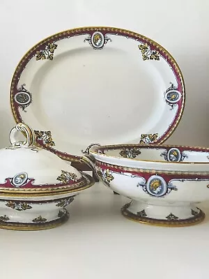 Buy Antique MINTON China 15.5in Oval Serving Platter, Lidded Tureen & Bowl C.1860 • 201£