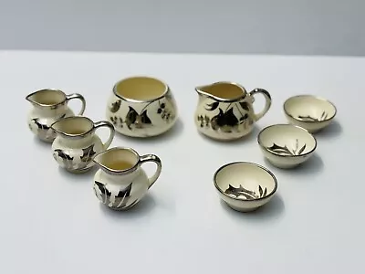 Buy Vintage Sandland Ware Hanley Staffordshire England Sugar & Pitcher Set Of 8 Gold • 42.98£