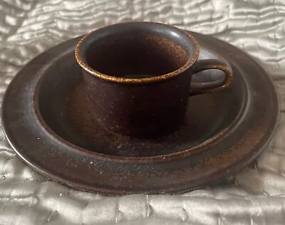 Buy ARABIA Finland Scandinavian Pottery RUSKA Coffee Cup & Saucer Set Vintage 1970 • 15£