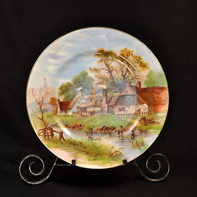 Buy CA Charles Ahrenfeldt Plate 10 3/8  Limoges 1886-1930 Country Scene Stream Gold • 70.81£