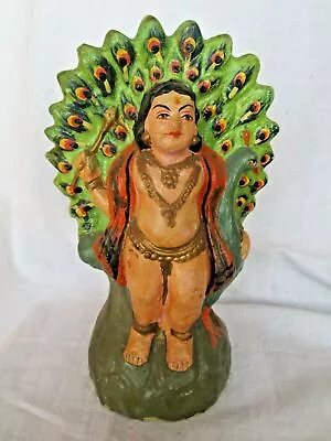 Buy Antique VTG Old Pottery-Terracotta Mud Clay Hindu God Muruga Figure Idol Statue • 123.28£
