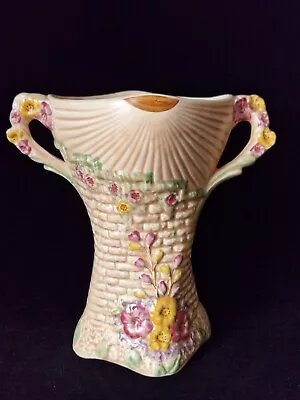Buy Vintage Arthur Wood Double Handled Art Deco Style Vase  Garden Wall  3661 • 25£