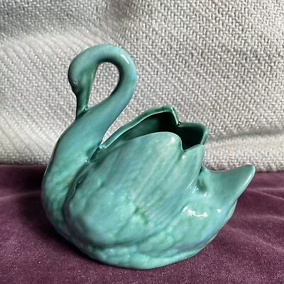 Buy Vintage Anglia Art Studio Pottery Turquoise Swan Figurine Green • 5£