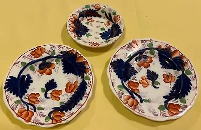 Buy Gaudy Welsh Grape Pattern Miniature/childs Size 2 Plates & 1 Mini Bowl-near Mint • 102.51£