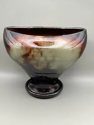 Buy Marked Ewenny Pottery Vase Oval Brown And Red 10 Cm High Studio Pottery • 9.99£