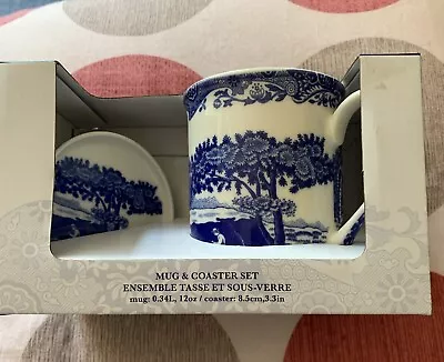 Buy Spode Mug & Coaster Set  - Blue Italian Collection - New In Box • 25£