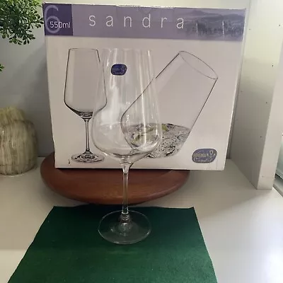 Buy 6 X ‘Sandra’ Bohemia Crystal Wine Glasses 550ml Boxed • 8.50£