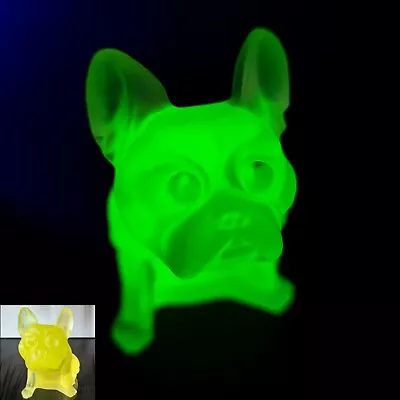 Buy Uranium Bulldog Vaseline Yellow Glass Dog Figurine Art Glass Art Deco • 89£