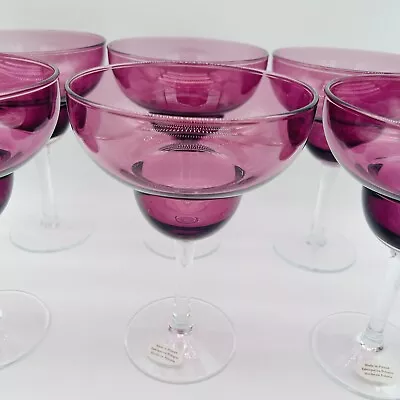 Buy Amethyst Margarita Glasses Purple Goblets 7 3/4” Set Of 6 Made In Poland • 50.31£