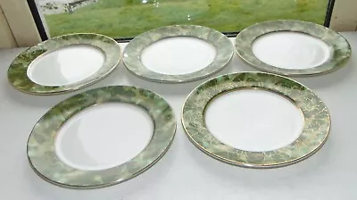 Buy Aynsley Fine Bone China England  Green Onyx 5 X Dessert Plates 21cm C1970s • 15£