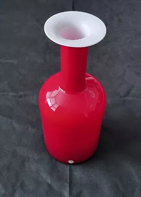 Buy Vintage Otto Brauer Red With Opal White Gulvase For Holmegaard Glass Denmark MCM • 399.99£