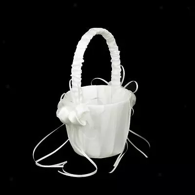 Buy Pure Satin   Bud Wedding Flower Girl Basket Decoration White • 8.76£
