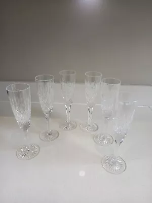 Buy Six Cut Glass Champagne Flutes • 25£