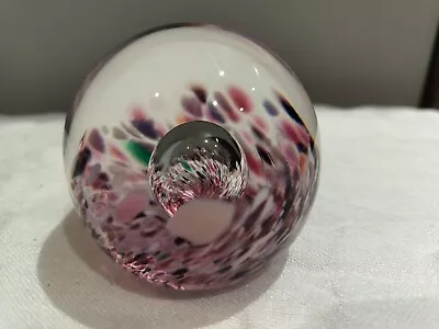 Buy Pink Maroon Lilac Multicoloured Bubble Glass Paperweight • 4.99£