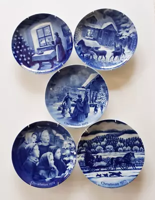 Buy Kaiser West Germany Cobalt Blue Christmas Plates 5 Plates With Wall Hangers • 27.96£