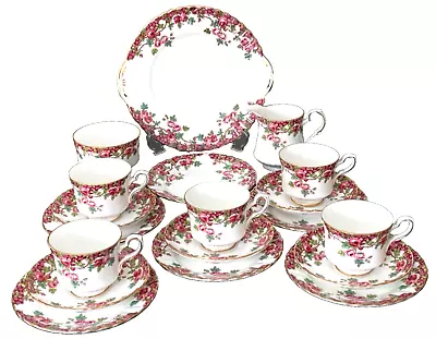 Buy Royal Stafford  Olde English Garden  (Red) Pattern, Vintage Bone China Tea Set • 50£