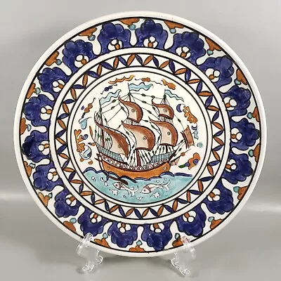 Buy Vintage RHODES LINDOS TRINGATZIS Ship Boat Fish Greece Hand Painted Plate Decor • 63.37£