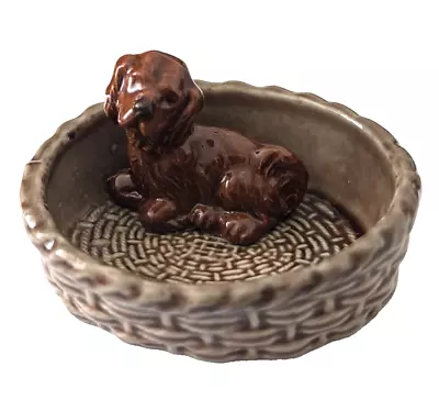 Buy WADE POTTERY ENGLAND DOG IN A BASKET - Vintage Ceramic Whimsies Trinket Pin Dish • 2.99£
