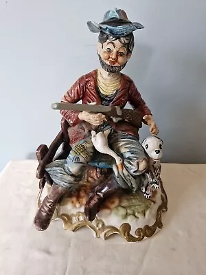 Buy Large Capodimonte Figure - Gamekeeper Man Dog Bird • 15£