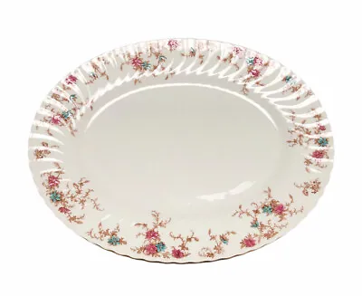 Buy Minton Oval Platter Ancestral Floral Bone China Swirl Rim England 15 1/4 • 103.30£