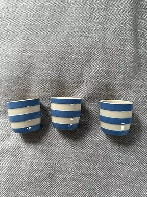 Buy Cornishware Egg Cup Set X3 Blue Perfect Condition • 24.99£