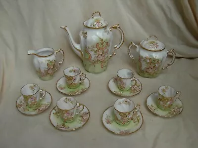 Buy Limoges,antique French Hand Painted Porcelain Coffee Set,15 Pieces,art Nouveau • 372.77£