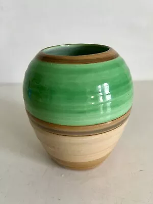 Buy Vintage Shelley Vase Art Deco Green And Beige 11cm Exc Cond • 24£