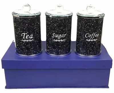 Buy Crystal Black Tea Tin Jar Sugar Can Coffee Container Case Storage For Household • 29.98£
