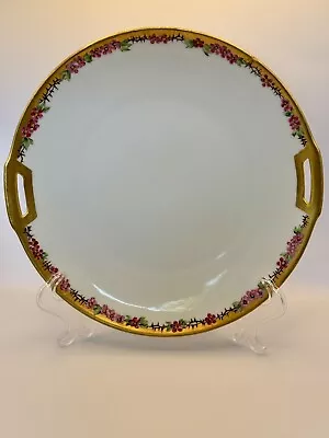 Buy Rare Hutschenreuther Selb Thomas Bavaria Pink Flowers Gold 9.5 Cake Plate • 13.04£