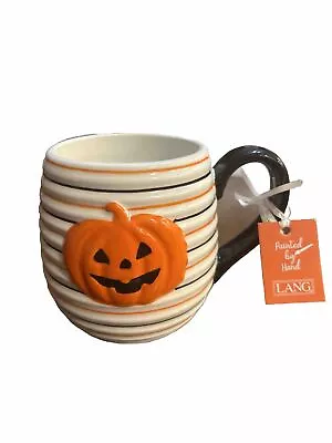 Buy Lang Jack O’ Lanter Pumpkin Stripe Pottery Halloween Mug • 14.81£