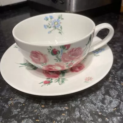 Buy Laura Ashley Large Cup And Saucer Pink Floral  2008 • 14.99£