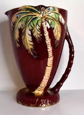 Buy Vintage Beswick Ware England Palm Tree Vase Pitcher Jug Gold Trim Beautiful 1068 • 60.57£