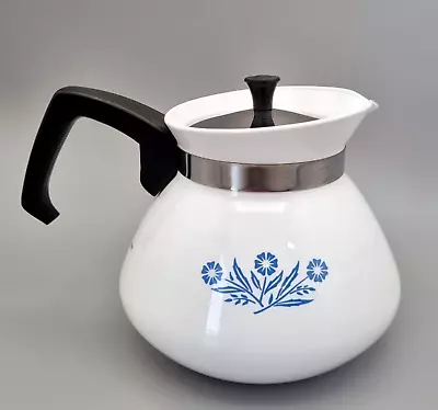 Buy Vintage Corning Ware? Pyrosil Tea / Coffee Pot Blue Cornflower Design Retro • 19.99£