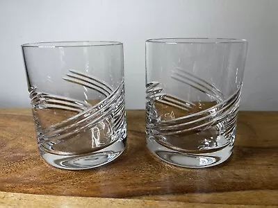 Buy Two Large Heavy Crystal Cut Glass Tumblers With Semi Swirl Design • 9.99£